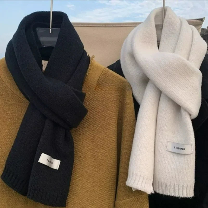 Unisex Solid Knit Scarf - Warm Windproof Neck Wrap