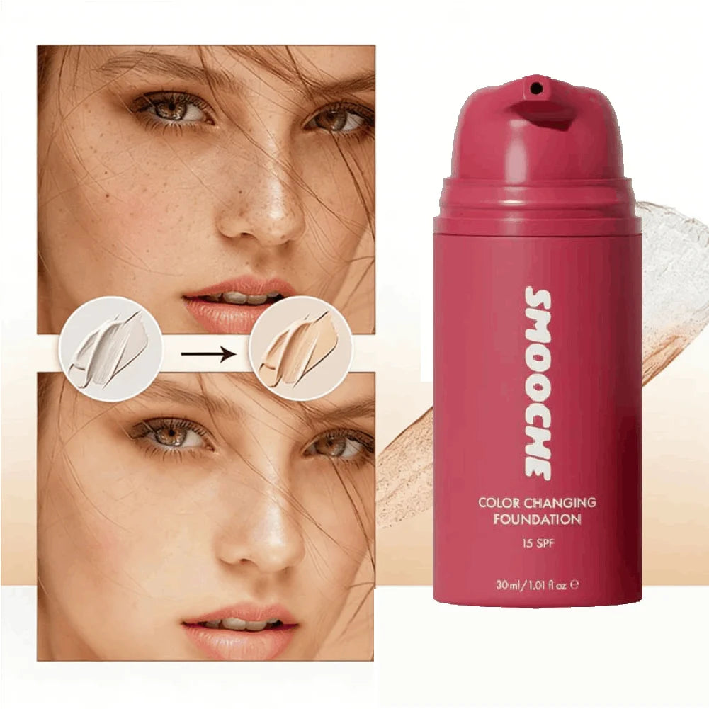Smooche Color Changing Foundation Self-Adjusting Shade High Covers Imperfections Long-Lasting Makeup Retention Korean Cosmetics