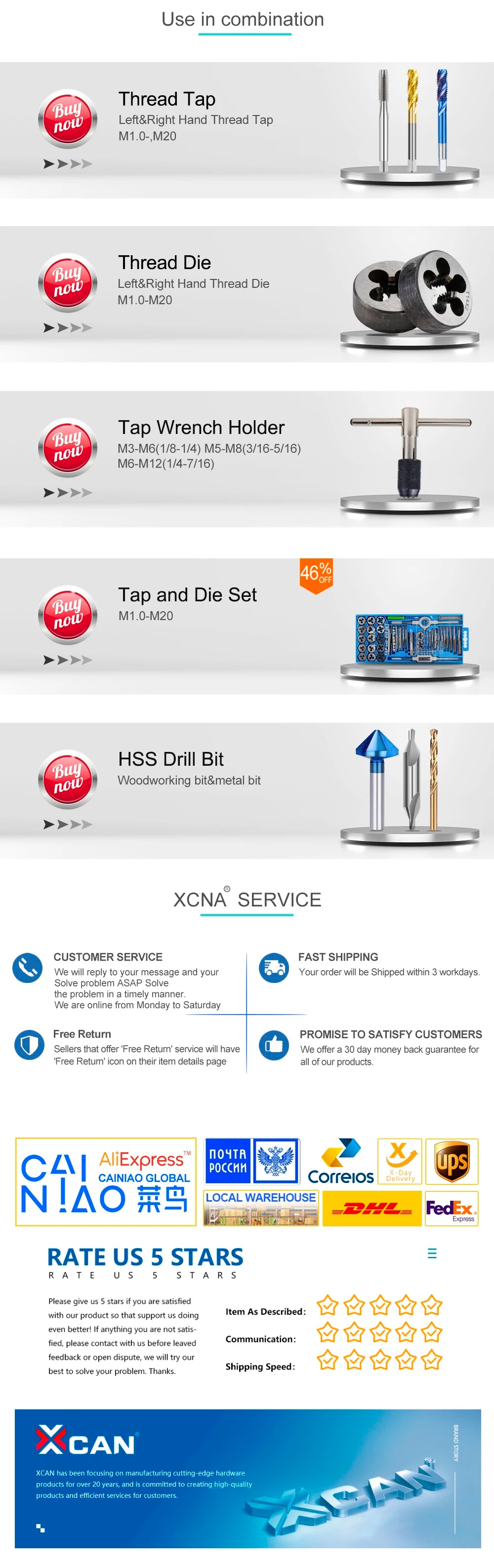 XCAN Metric Screw Tap 1pc HSS M2-M6 Thread Tap Nano Blue Coated Machine Plug Tap Threading Tools Spiral Tap Drill