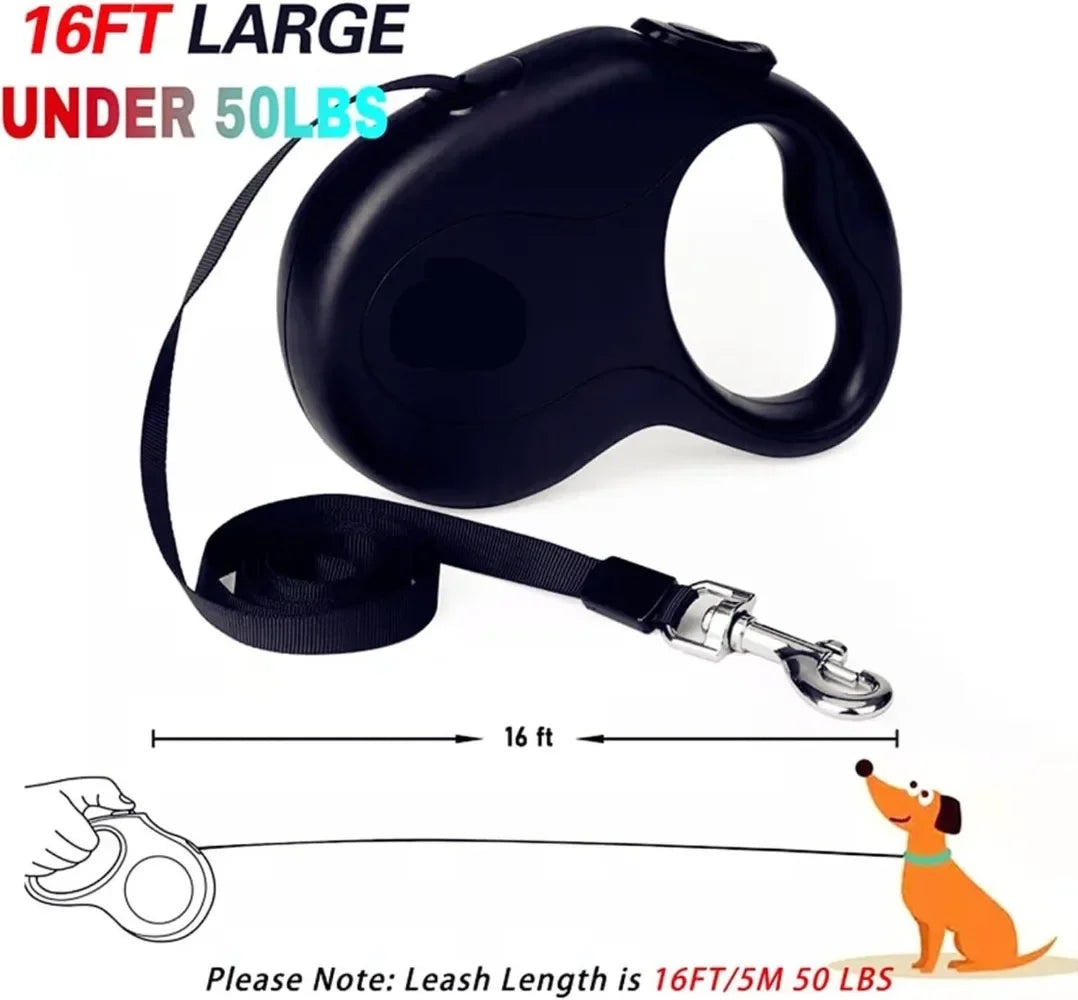 Heavy-Duty Retractable Dog Lead - 5m/8m One-Hand Brake, Black - photo 3
