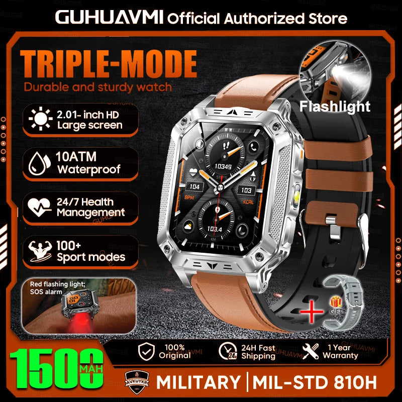 Rugged Smart Watch — 1500mAh, 10ATM Waterproof, BT Calling