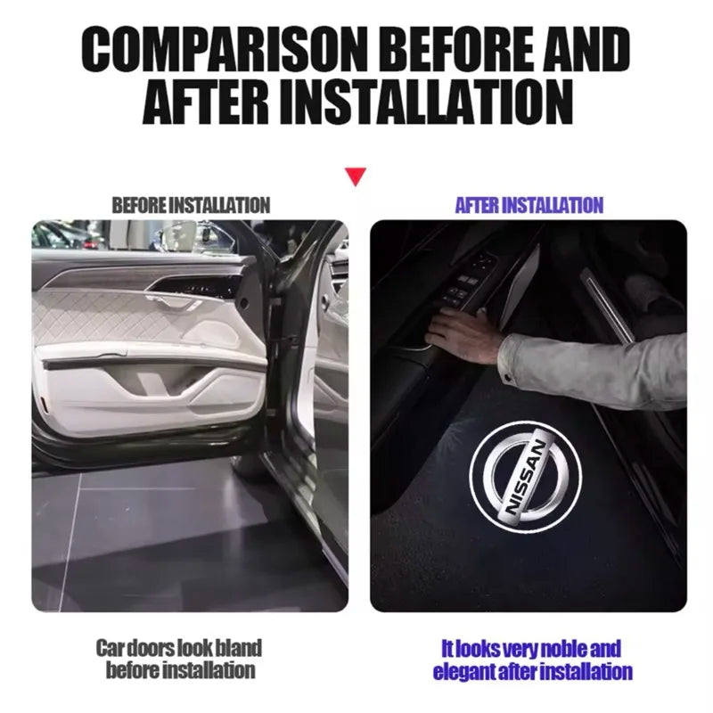LED Car Door logo Projector Lamps Welcome Light For Nissan Qashqai Juke Pulsar Sentra Altima Patrol Micra Rogue Accessories