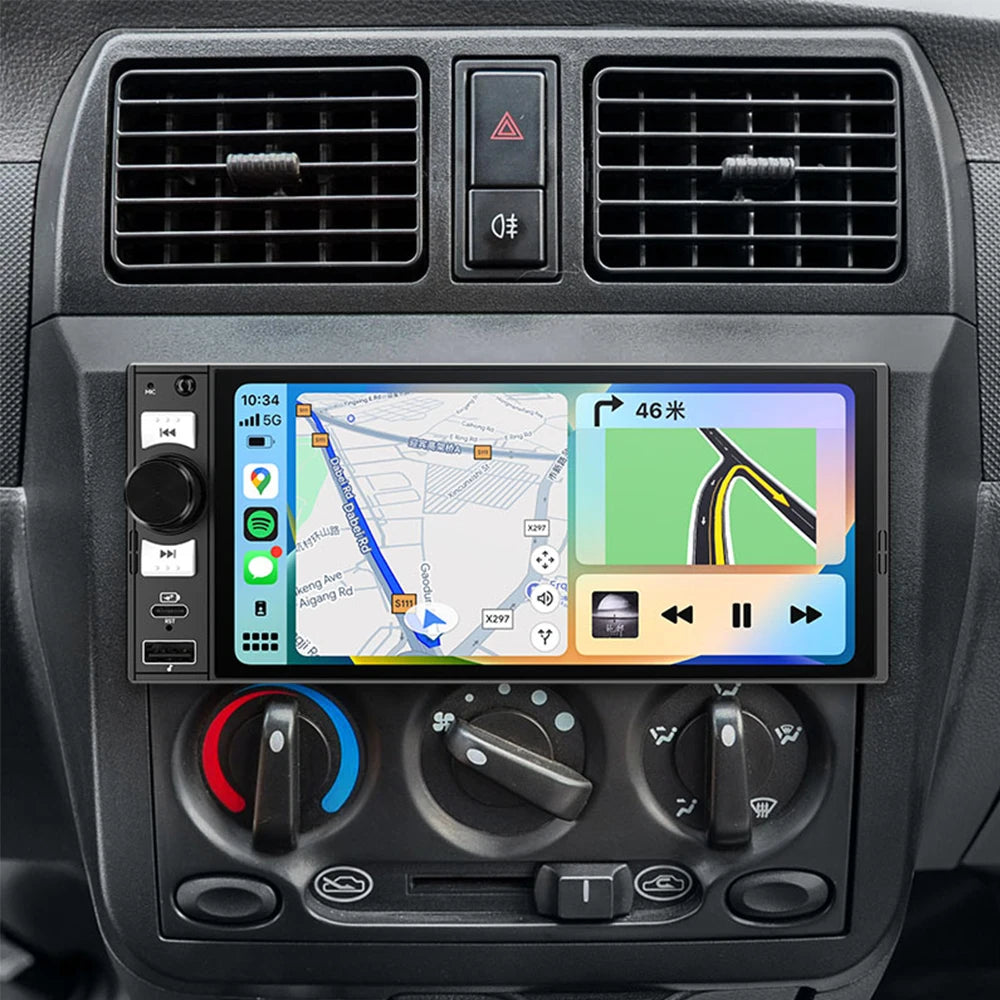 6" 1 DIN Universal Car Stereo with Apple CarPlay & Android Auto (MP5)