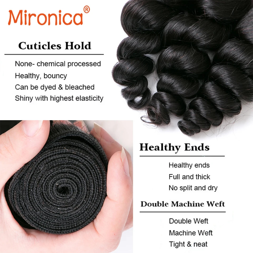 Brazilian Raw 12A Loose Wave Human Hair Bundles 100% Unprocessed Double Weft Weave Hair Extensions #1B 1/2/3/4 Body Wave Bundles