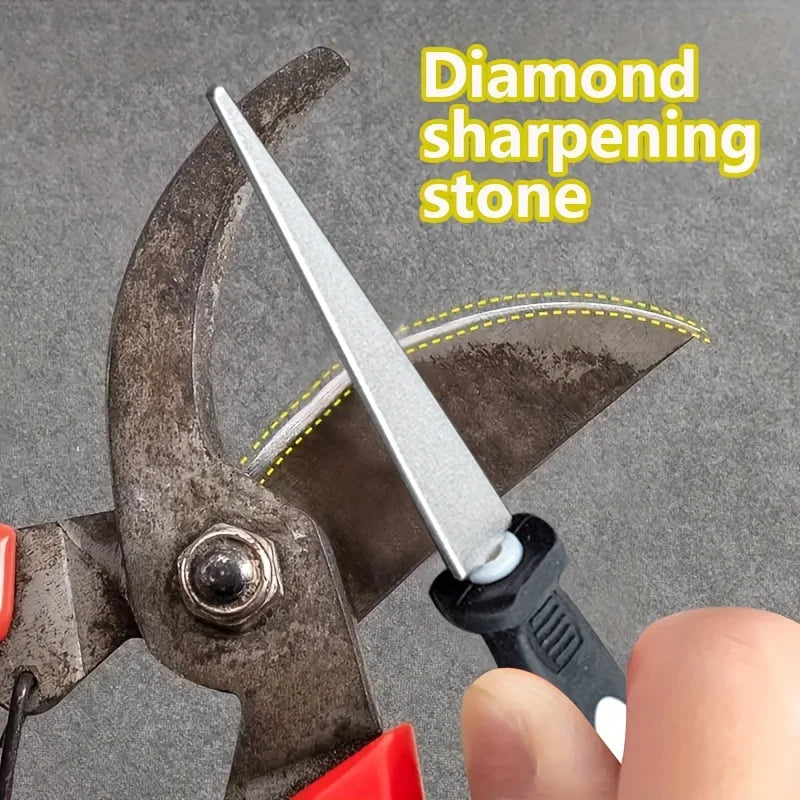 Diamond File Sharpener – Double-Sided Metal Sharpening Tool for Scissors & Garden Tools