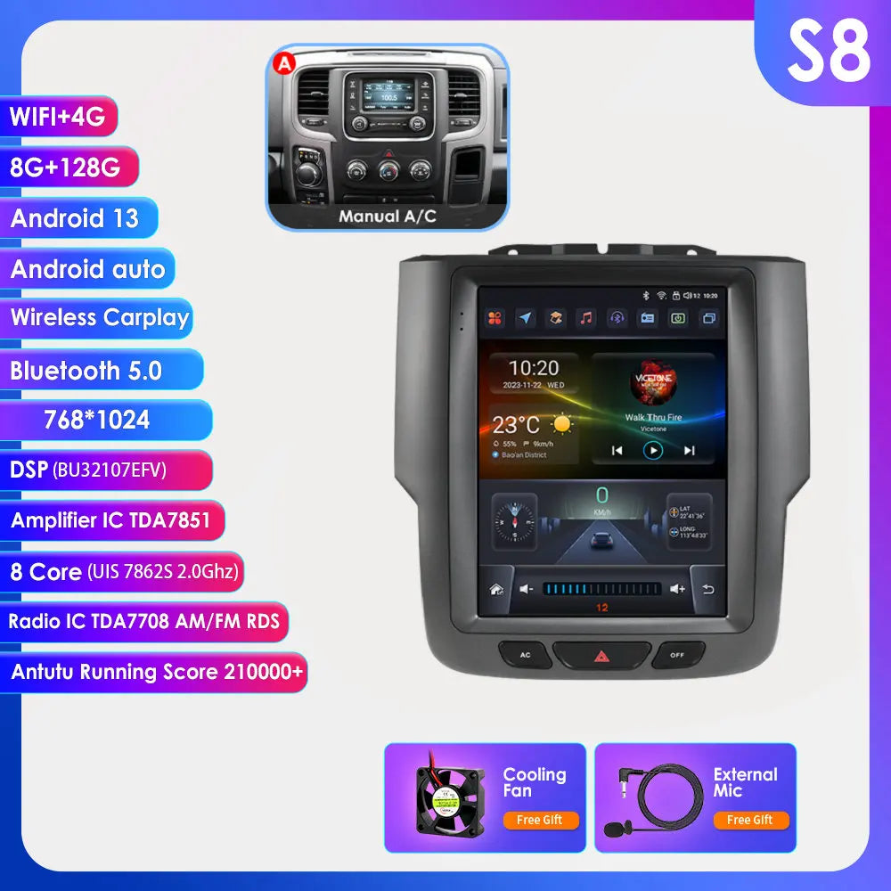 9.7" Tesla-Style Android Multimedia Screen — Dodge RAM 1500/2500/3500 (2013-2018)