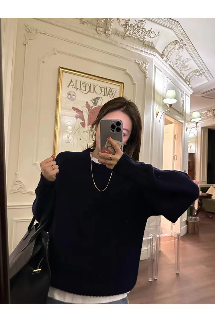 Women's Cashmere Loose Crew Neck Sweater