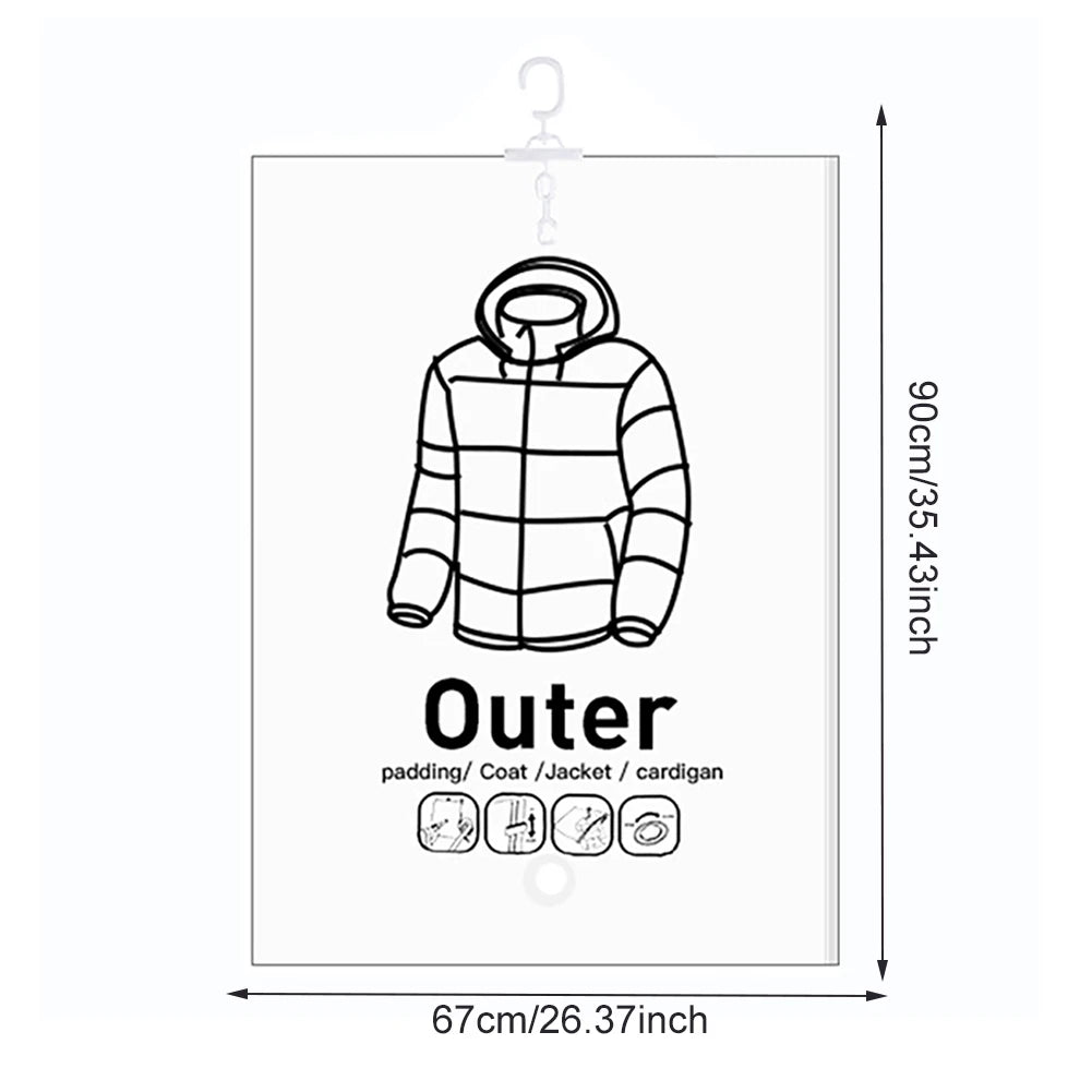 Hanging Vacuum Bag Clothes Organizer Bag Dustproof Clothes Vacuum Storage Bags Wardrobe Quilt Compression Empty Pump Bags