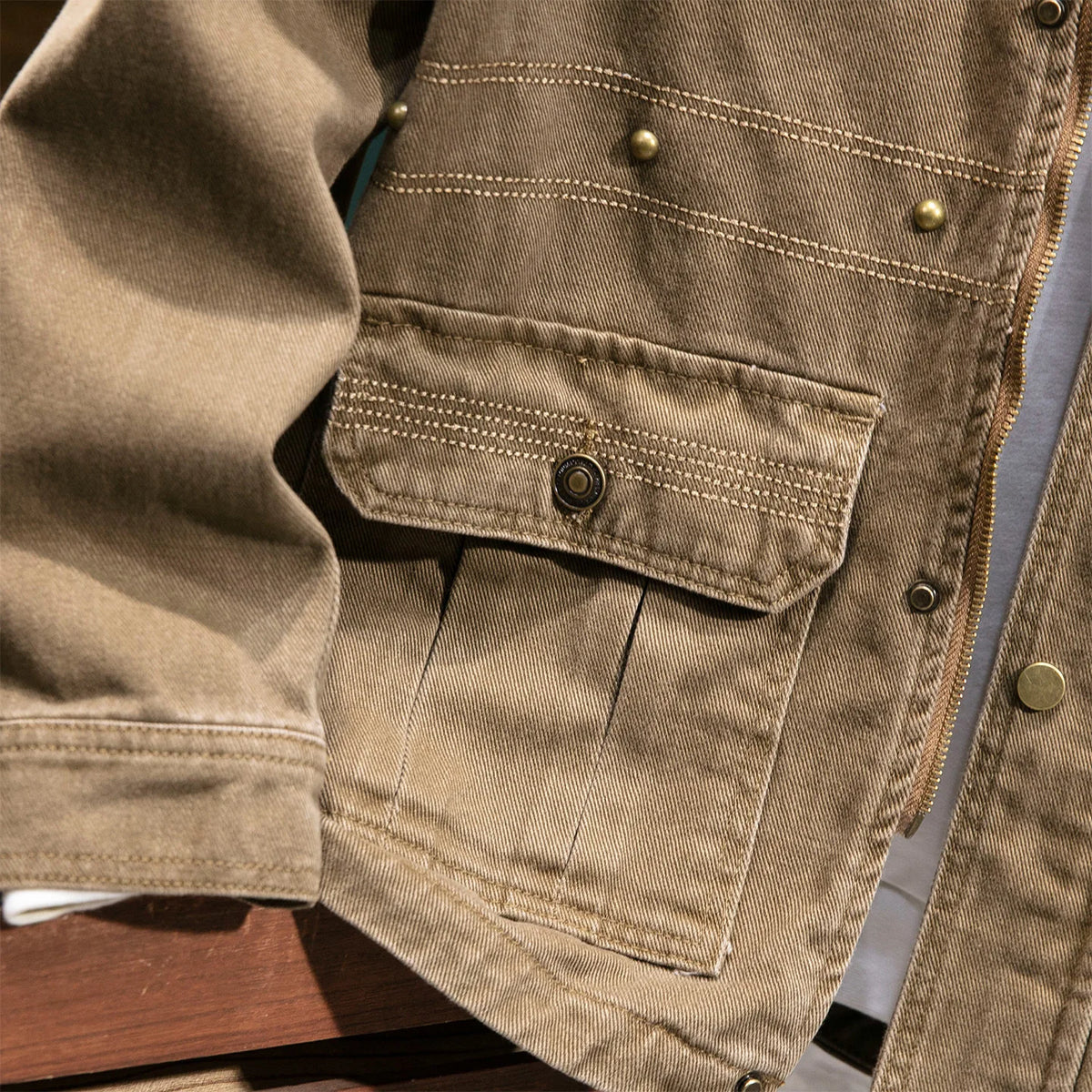 Men's Heavyweight Cotton Cargo Jacket with Pockets