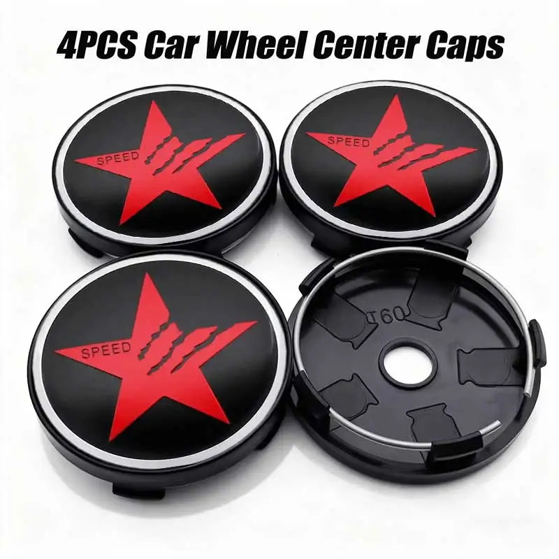 4pcs 56MM 60MM Car Wheel Hub Center Caps Rim Cover SPEED Star Logo Badge Emblem Stickers Universal Car Styling Accessories