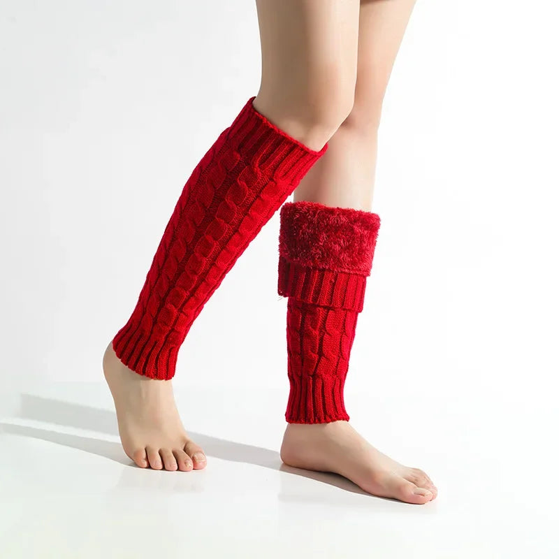 Women's Fleece Lined Knit Leg Warmers - Tall Crochet Boot Covers - photo 9