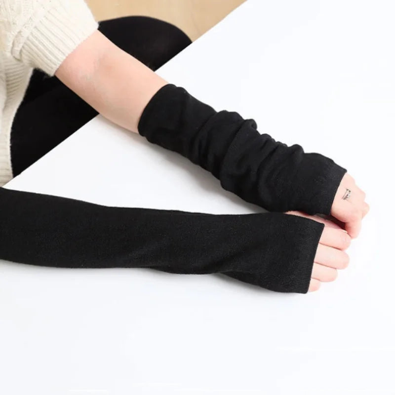 Unisex Long Crochet Arm Warmers - Stretchy Fingerless Gloves - photo 5
