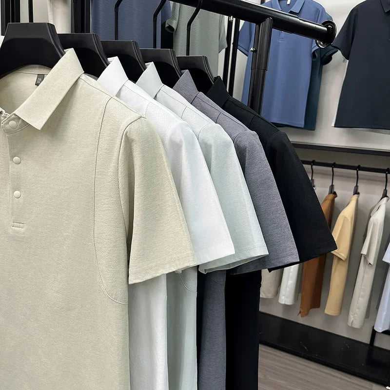 Men's Basic Polo - Stitched Breathable Panel, All-Season Casual