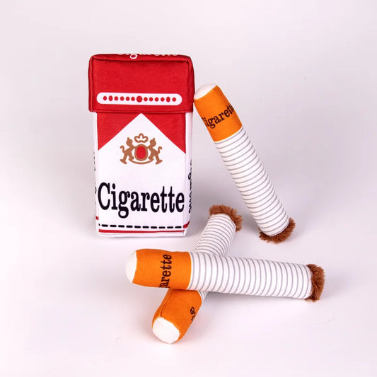 Cigar-Shaped Plush Dog Chew Toy - Novelty Squeaky Toy