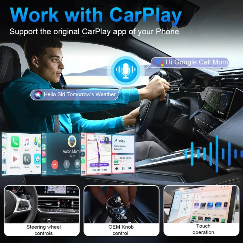 2-in-1 Wireless CarPlay & Android Auto Adapter (OEM Stereo)