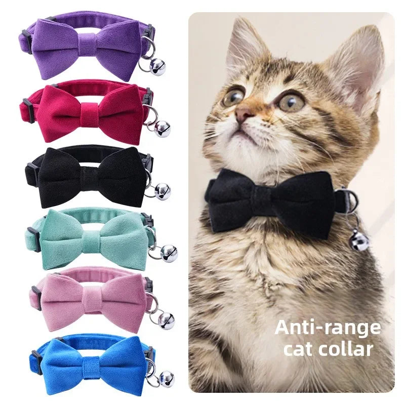 New Bowknot Pet Collar, Cat Collar, Safety Buckle, Cat Bell, Anti-suffocation Collar, Puppy Collar