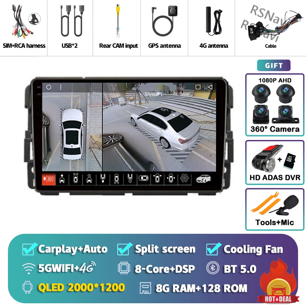 Android 16 Carplay Car Radio For Chevrolet Silverado Impala GMC Yukon Acadia Sierra Navigation GPS Multimedia Player stereo wifi