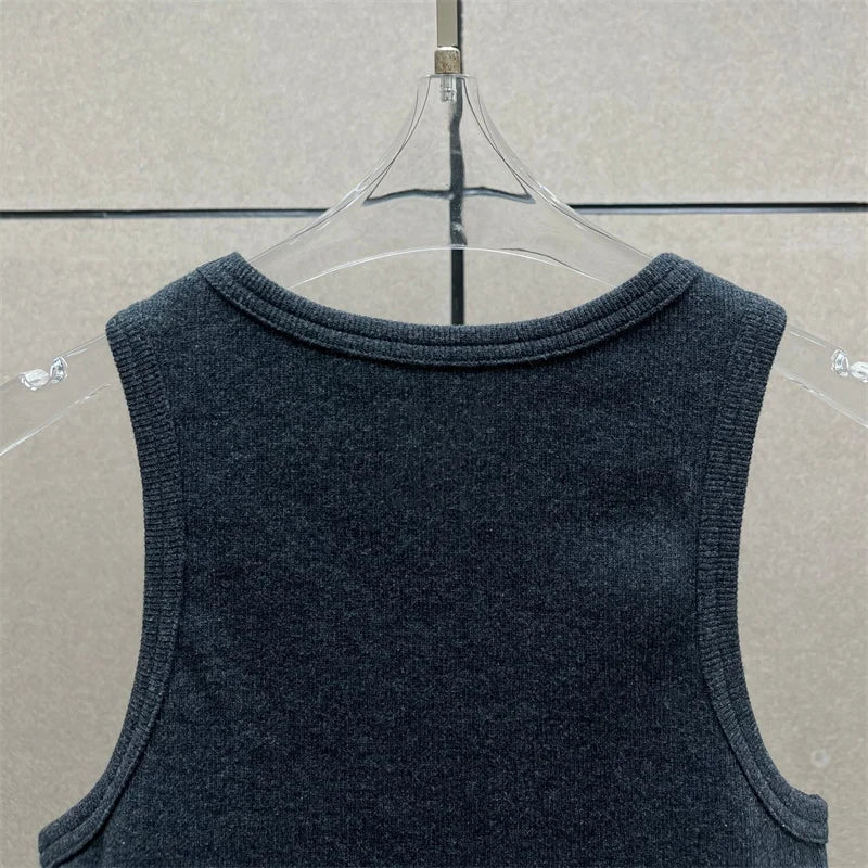 Women t-shirts New twisted flower knotted sleeveless top for summer 2026 Elastic slim pure cotton women's vest corset crop top