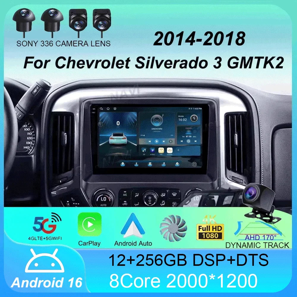 2K Android Car Stereo with CarPlay & Android Auto — Chevrolet Silverado (2014–2018)