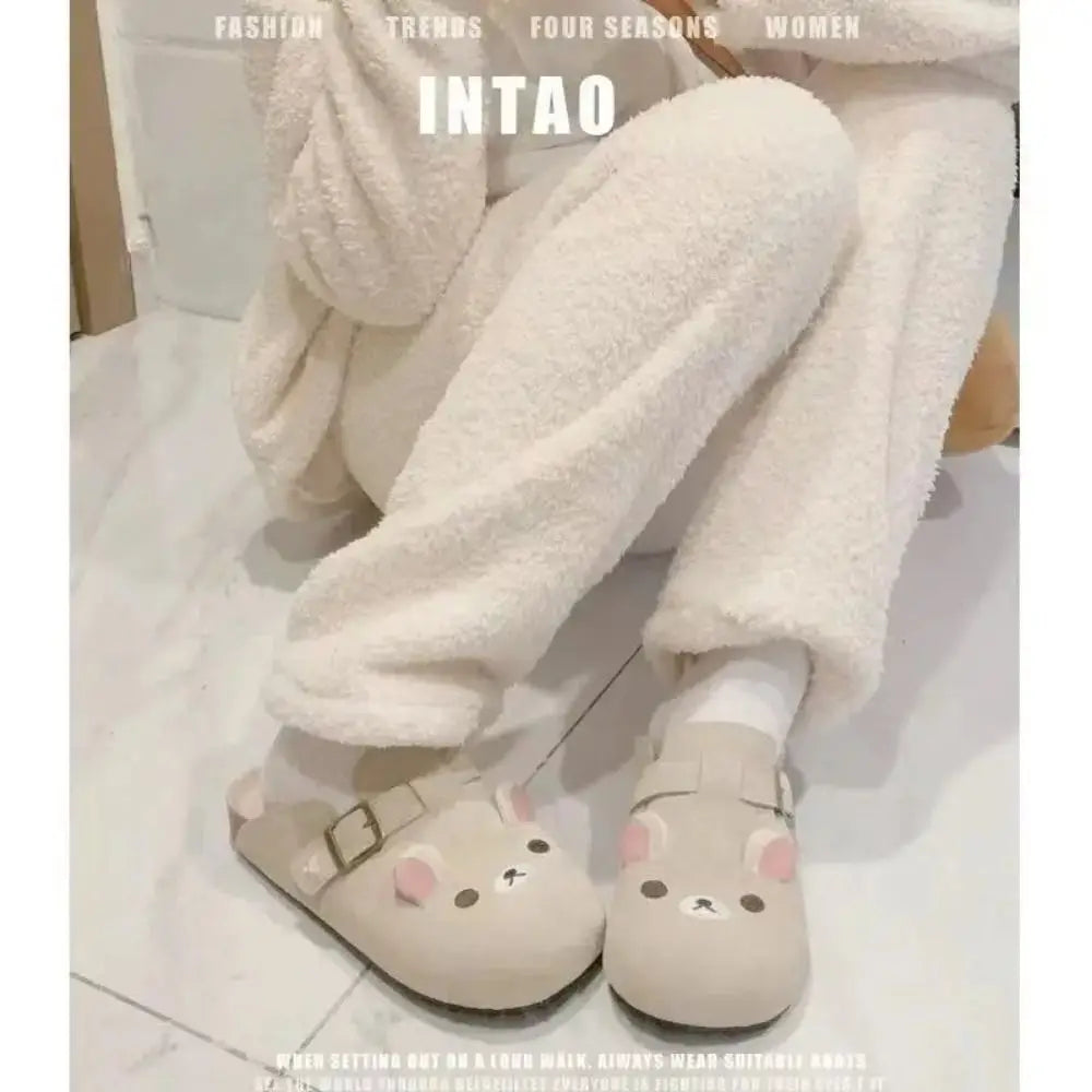 New Thick Bottom Rilakkuma Women's Shoes Cartoon Height Increase Anime Periphery Retro Cute Rilakkuma Slippers