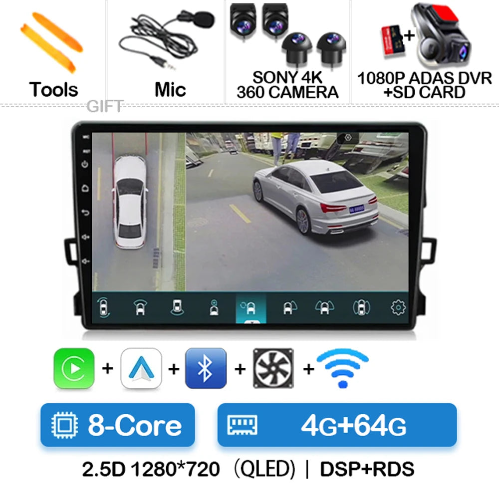 Android Car Stereo for Toyota Auris E150 (2006–2012) — Wireless CarPlay, Android Auto, GPS, WiFi