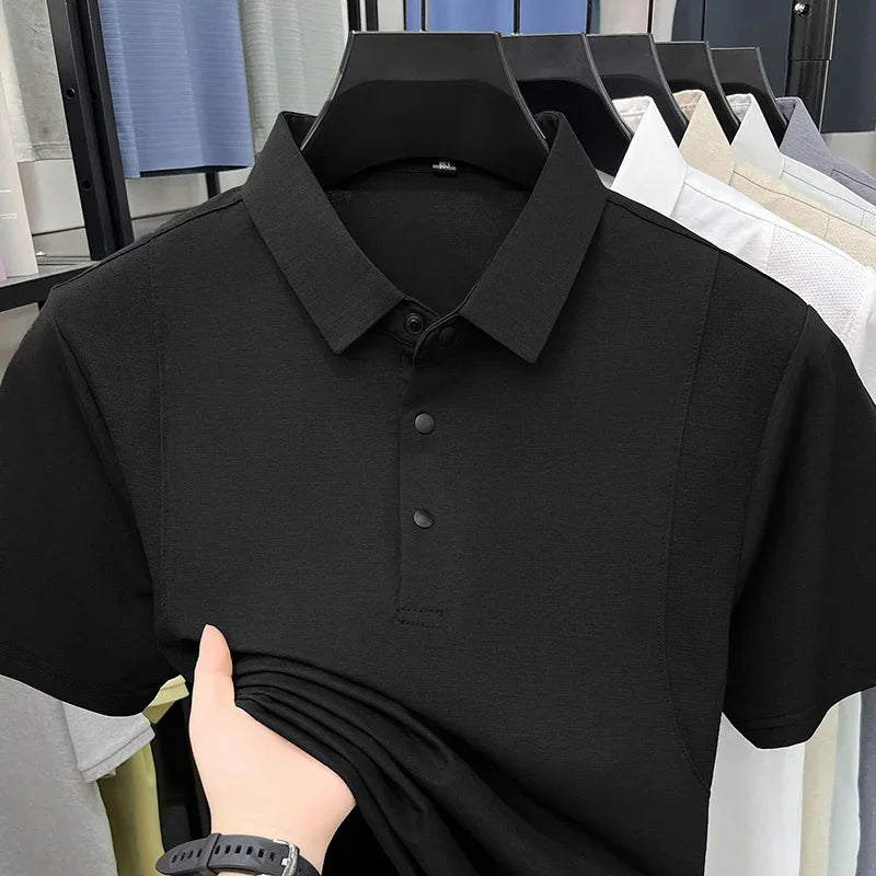Men's Basic Polo - Stitched Breathable Panel, All-Season Casual
