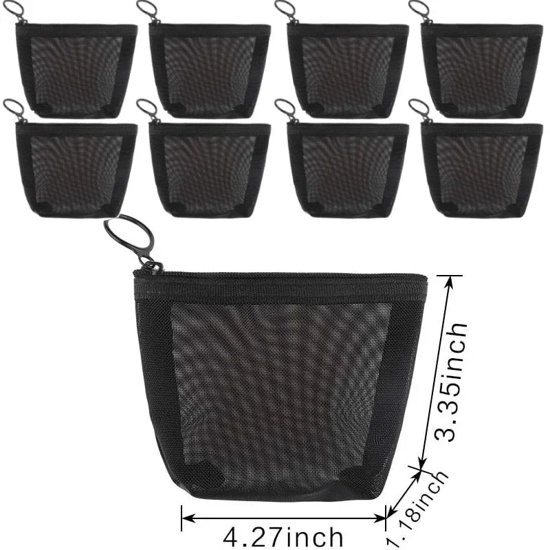 12-1PCS Clear Mesh Storage Bag Small Large Black Cosmetic Bag Portable Travel Toiletry Container Pouches Bags Bathroom Organizer