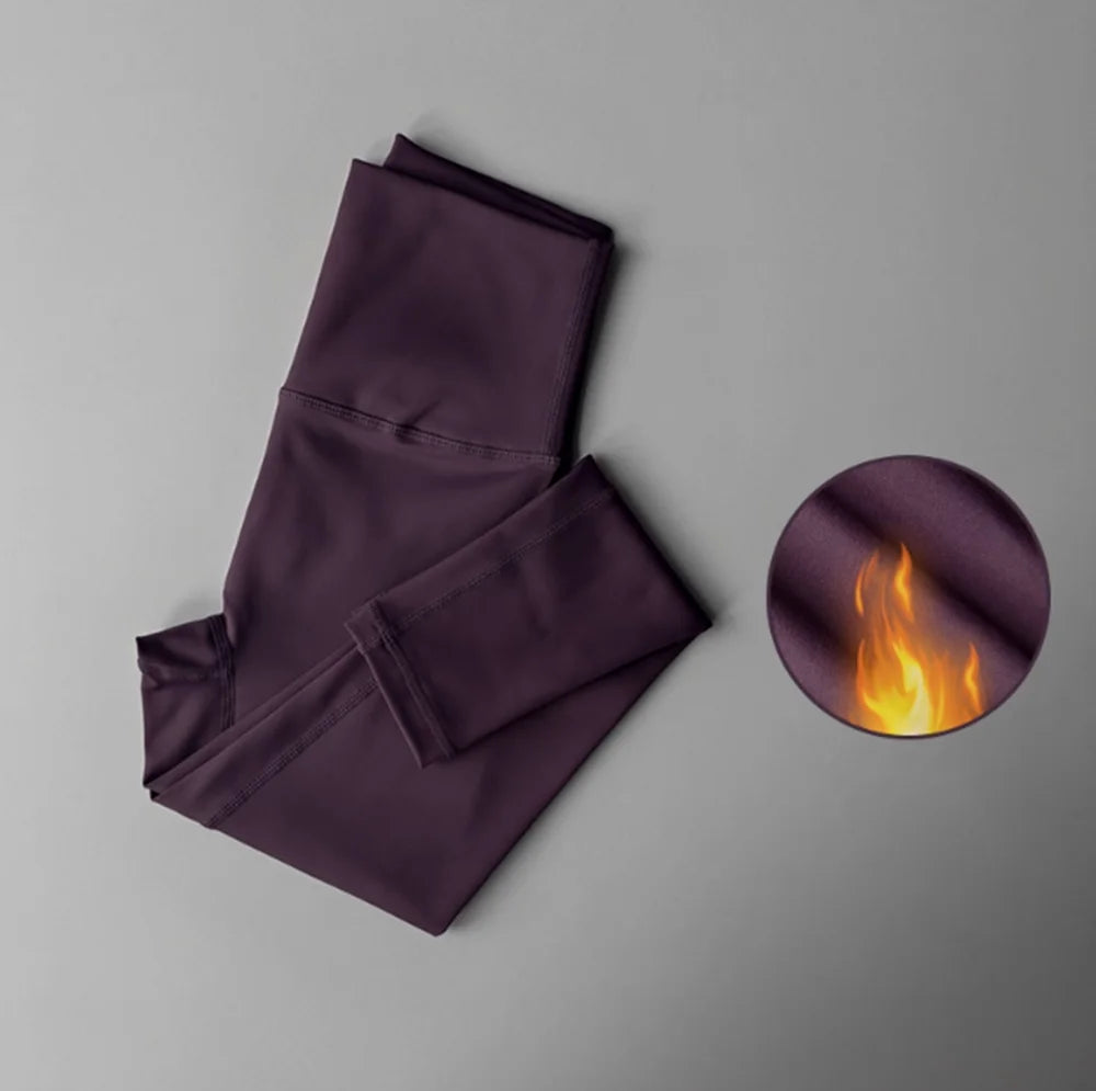 Women's Fleece Lined Workout Leggings - High Waisted Winter Yoga Pants - photo 12