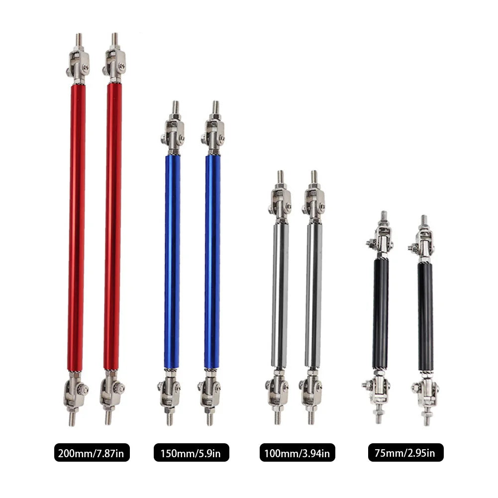 2PCS Car Splitter Rods Racing Adjustable Front Rear Bumper Lip Support Strut Brace Tie Pull Bar Kit 75/100/150/200mm Universal