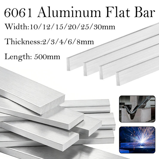 1-5pcs 6061 Aluminum Flat Bar Stock 500mm, High Strength Rectangular Bar for Metalworking, Industrial & Craft Use