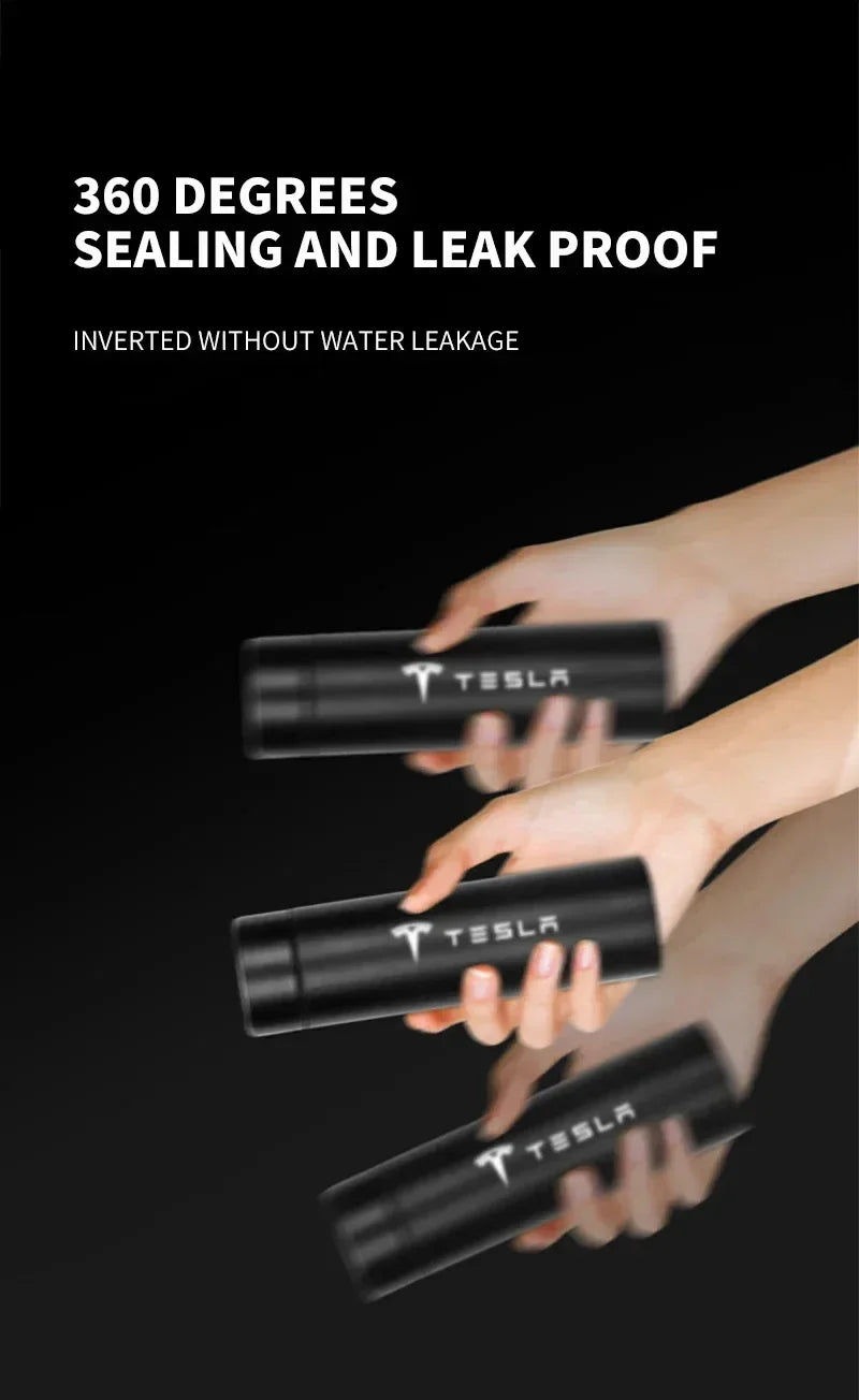 304 Stainless Steel Portable Car smart Thermos bottle with temperature display For TESLA MODEL X S 3 Y Car Emblem Accessories