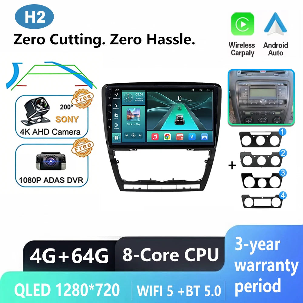 Car Stereo with Apple CarPlay & Android Auto, Compatible with Skoda Octavia 2 A5