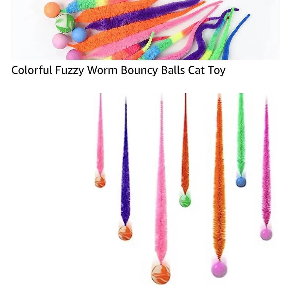 Bouncing Caterpillar Cat Toy - Colorful Elastic Teasing Ball – photo 3