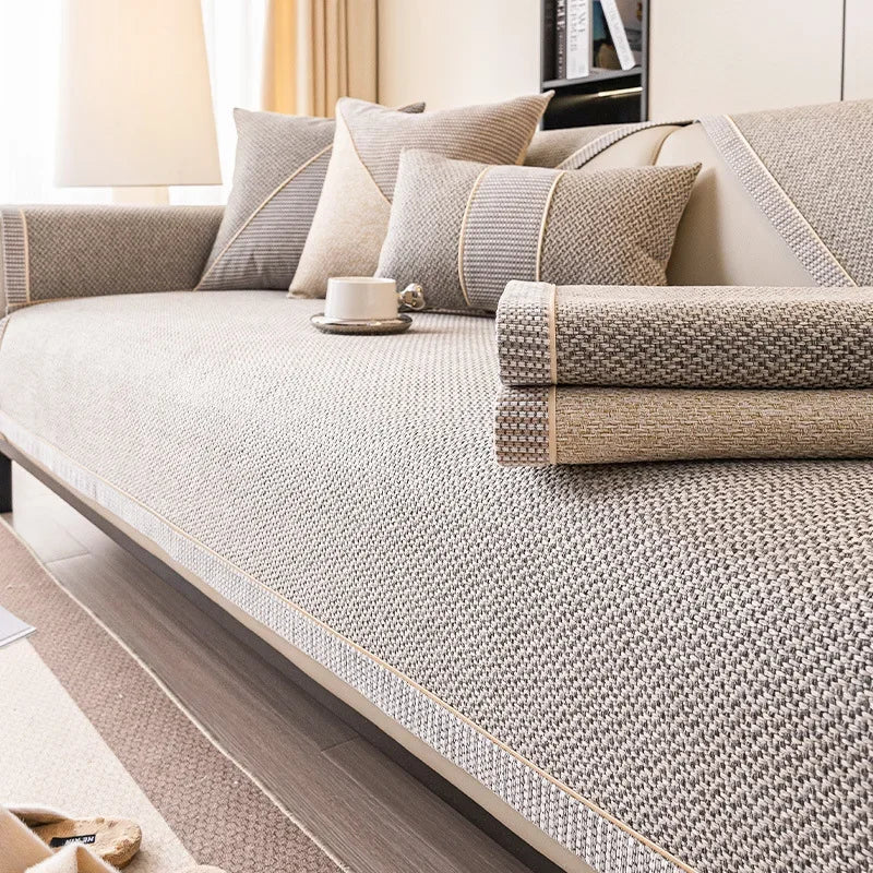 Woven Cotton and Linen Sofa Cushion for All Seasons Universal Non-slip Sofa Cover Cover New 2026 Backrest Cover Cloth Towel