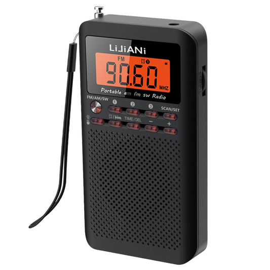RD218 FM/AM/SW Radio Portable Battery by 2 AA ,Stereo Earphone, LCD Display Digital Alarm Clock sleep,9/10steps Used worldwide