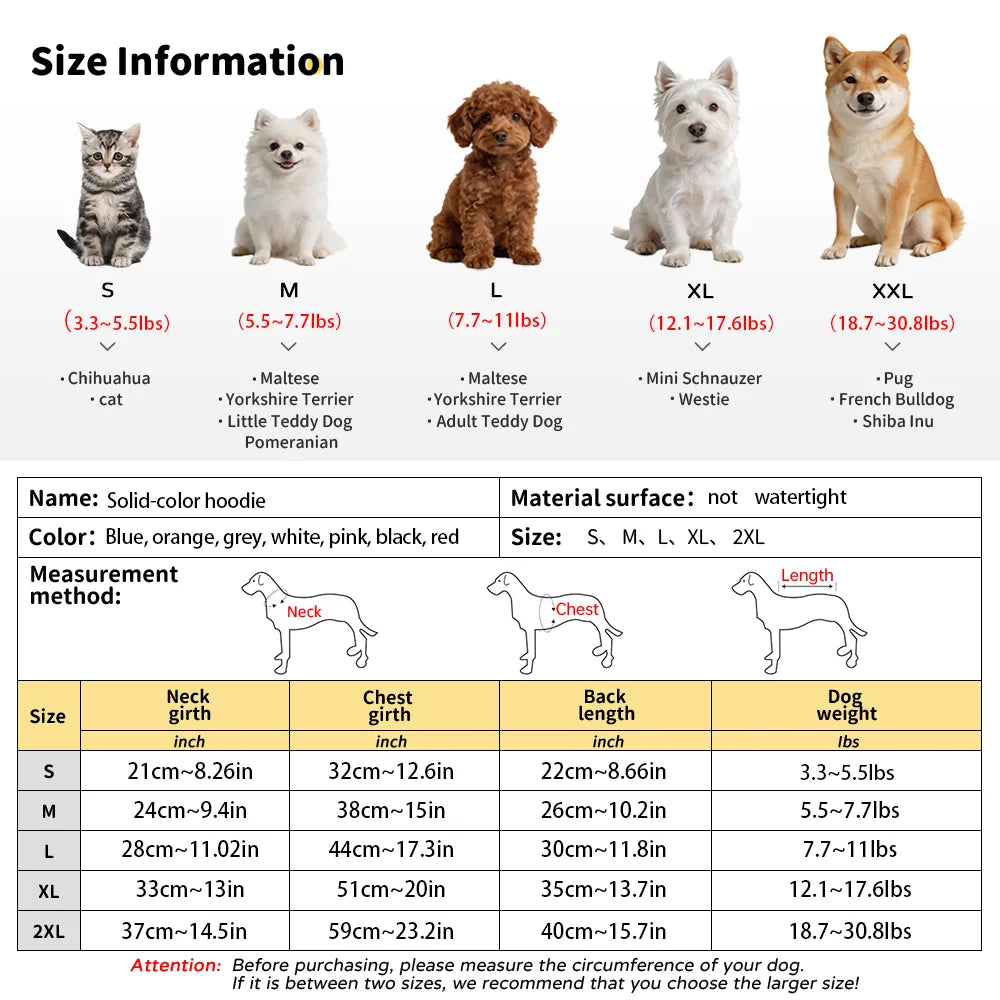 Solid Color Dog Hoodie with Pocket - Sporty Pullover – photo 2