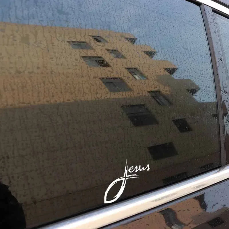 JPCT   Jesus Curve Cross Christ Fish Stickers for Racing, Luggage Waterproof Stickers 50cmx42cm
