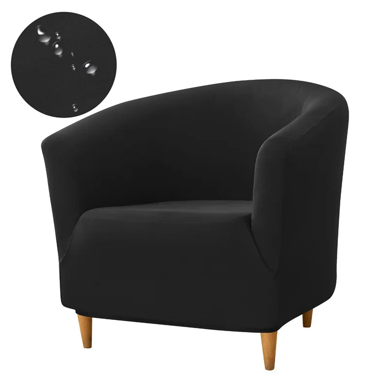 1PC Stretch Club Chair Cover Water Repellent Solid Color Arc Sofa Covers Single Removable Seat Slipcover Hotel Bar Counter Decor