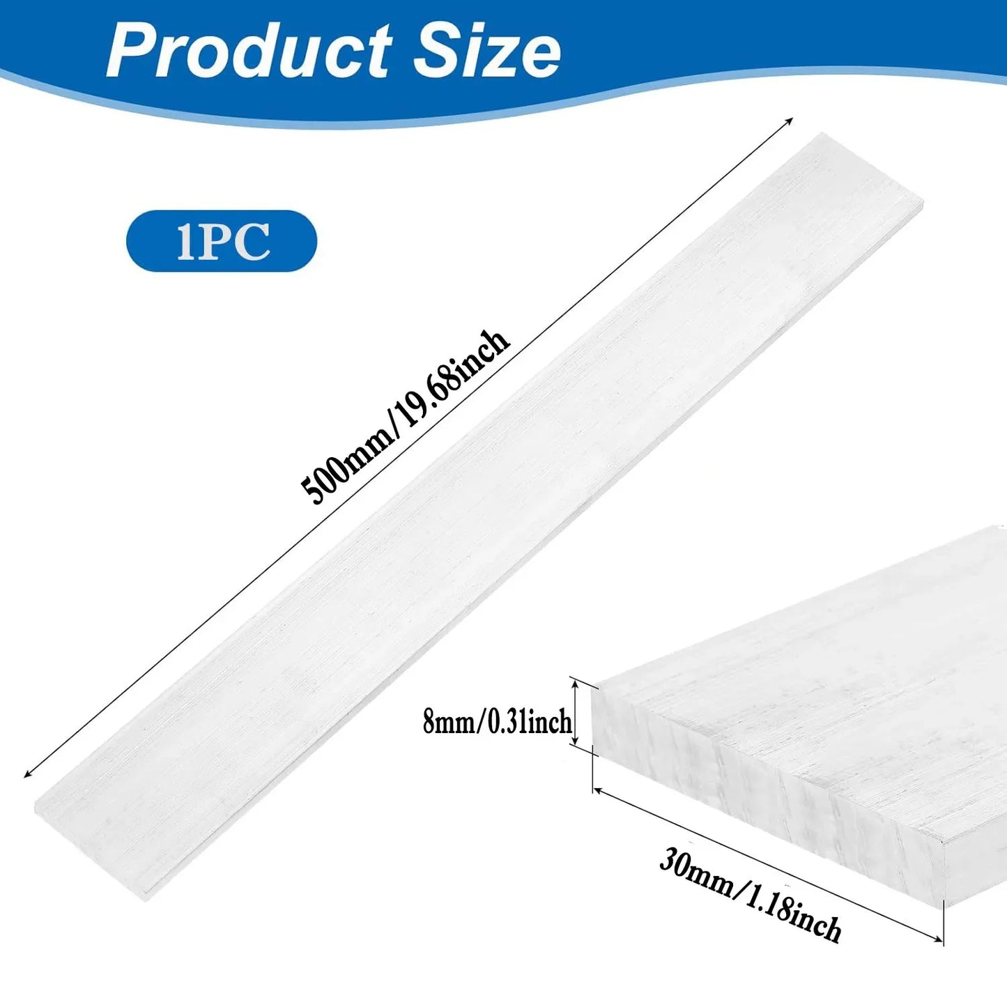 1-5pcs 6061 Aluminum Flat Bar Stock 500mm, High Strength Rectangular Bar for Metalworking, Industrial & Craft Use