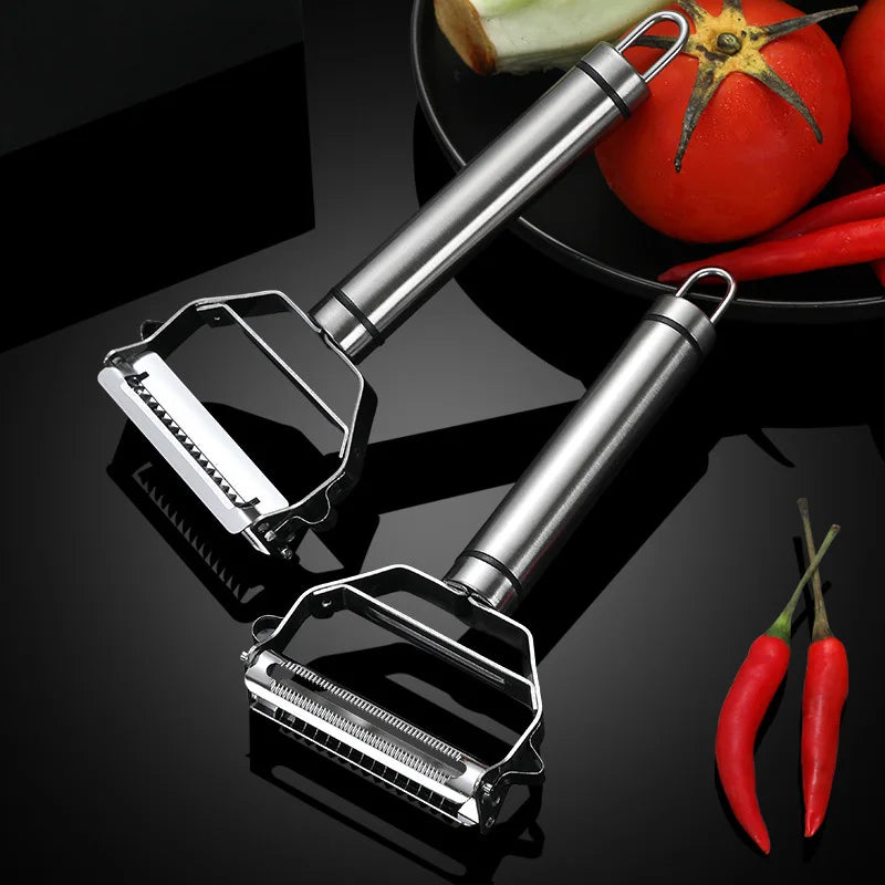 3-in-1 Stainless Steel Peeler Set - Vegetable Peeler, Julienne Slicer, Grater for Kitchen, Dishwasher Safe (Silver)