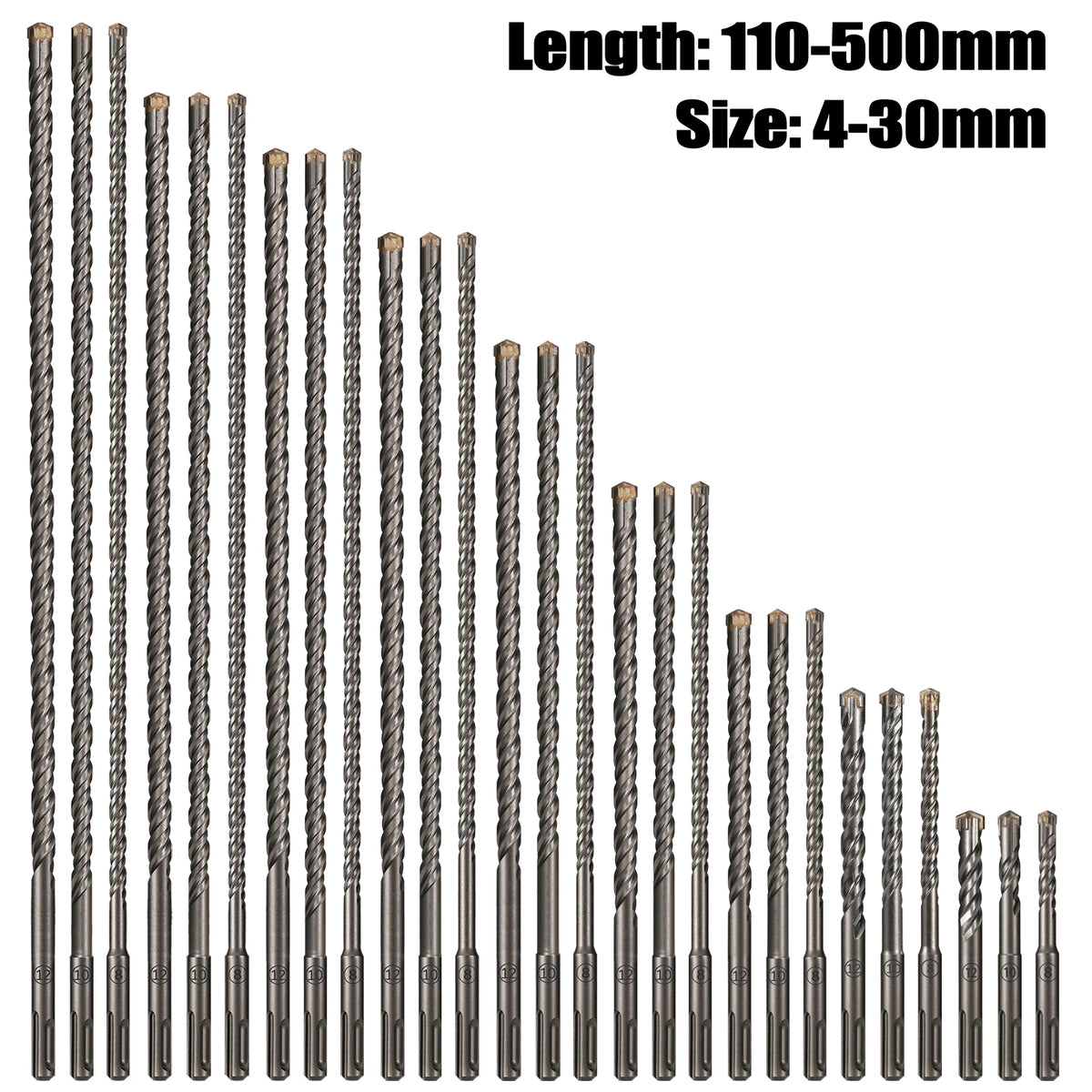 SDS Plus Cross Hammer Drill Bit 110-500mm, 4-Blade Concrete