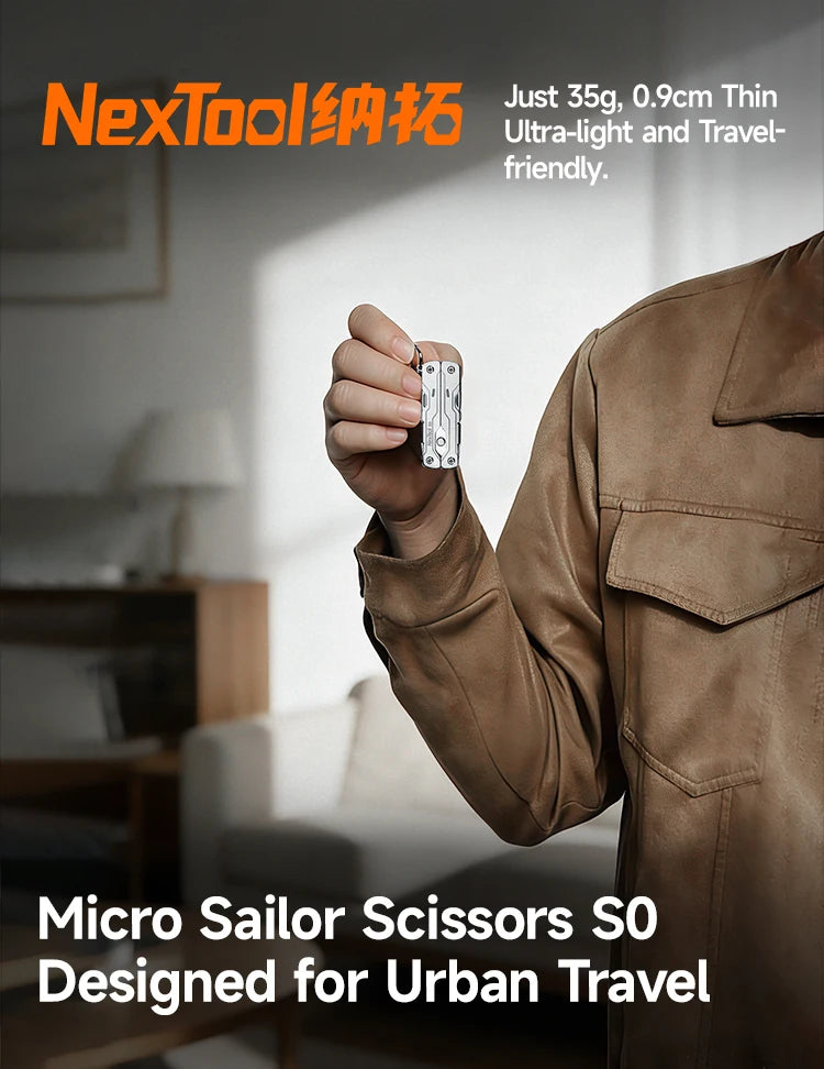 NexTool 8 In 1 Mini Sailor Scissors S0 Micro Keychain Multitool Screwdriver Portable Pocket Folding EDC Tool for Travel
