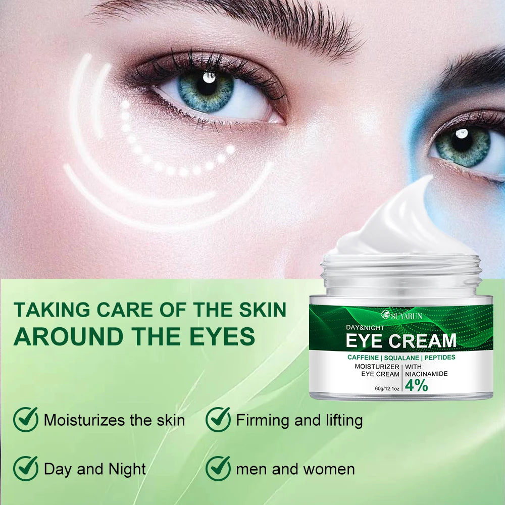 SUYARUN Anti-Aging Eye Cream Niacinamide & Plant Squalane Dark Circle Treatment, Wrinkles Reduction, Hydrating Care.-Glass Jar-