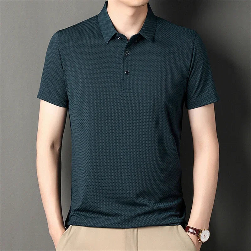 Men's Ice-Silk Polo - Wrinkle-Resistant Cool-Touch, Quick-Dry