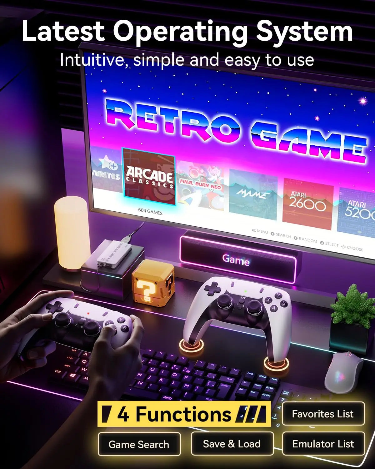 Enhanced Wireless Retro Gaming Console - 4K HDMI, 23 Emulators