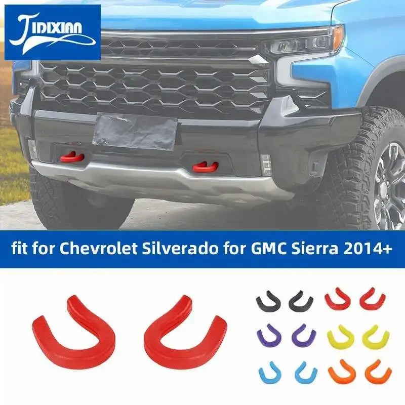 JIDIXIAN Fit for Chevrolet Silverado for GMC Sierra 2014-2026 Car Exterior Front Bumper Trailer Tow Hook Protective Cover
