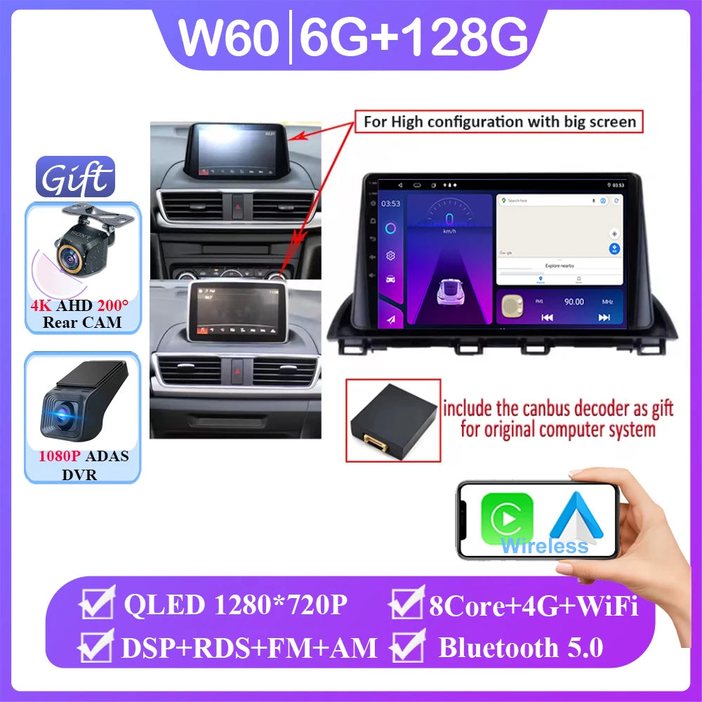 Android Car Stereo for Mazda 3 Axela (2014–2019) — CarPlay, Android Auto, GPS Navigation, Multimedia