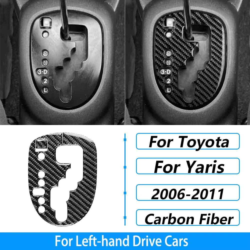 For Toyota Yaris 2006-2011 Carbon Fiber Central Control AC CD Air Outlet Gear Shift Panel Cover Trim Set Car Accessories Sticker