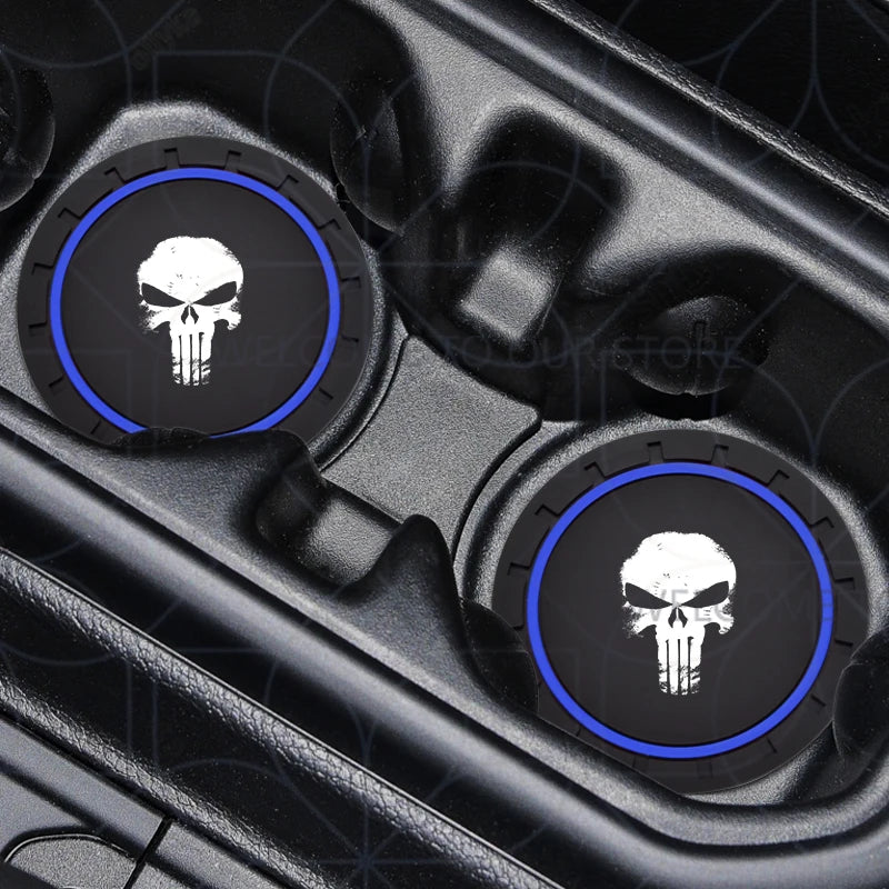 Skull Logo Cup Holder Coasters (2-Pack) - Jeep Wrangler, Dodge Challenger & RAM