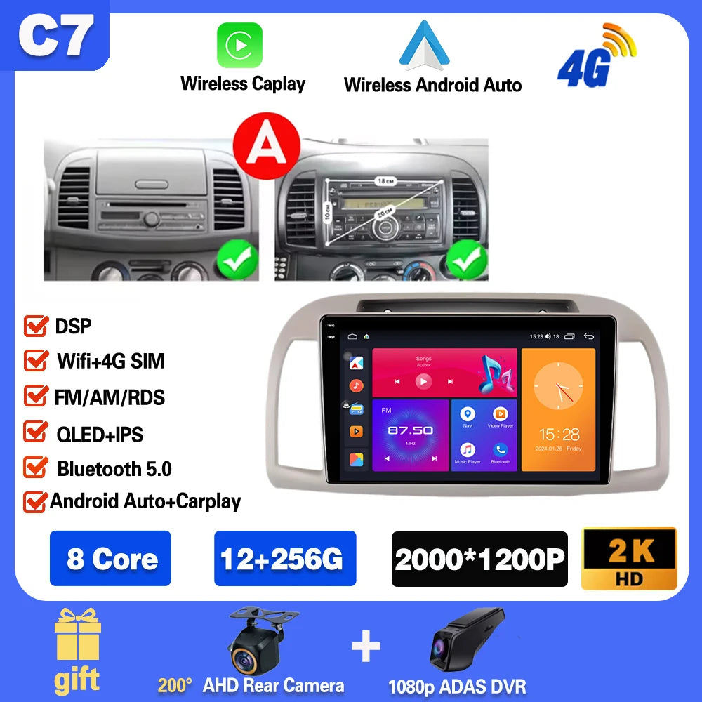 Android 15 For Nissan March Micra K12 2002 -2010 Car Radio Stereo Multimedia WIFI Wireless Carplay Android Auto Navigation 4G BT